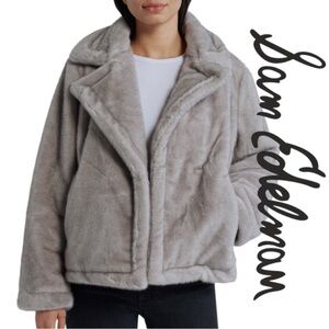 Sam Edelman Notched Lapel Faux Fur Jacket